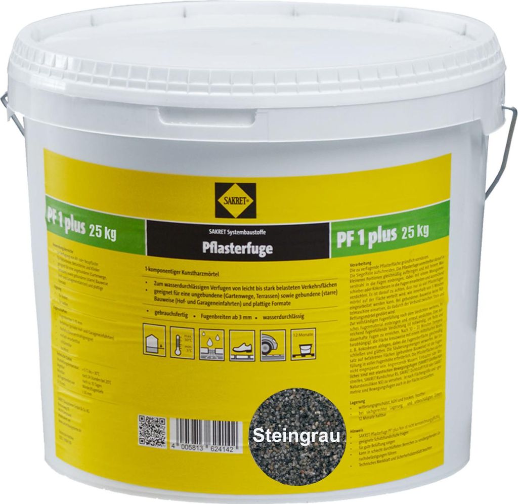 SAKRET Pflasterfugenmörtel PF1 plus steingrau 25 kg Produktbild 