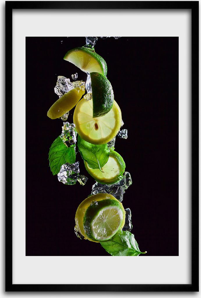 Bild - Bilderrahmen - 40 cm x 60 cm - MDF - Rahmen - Wandkunst - Limette und Zitrone