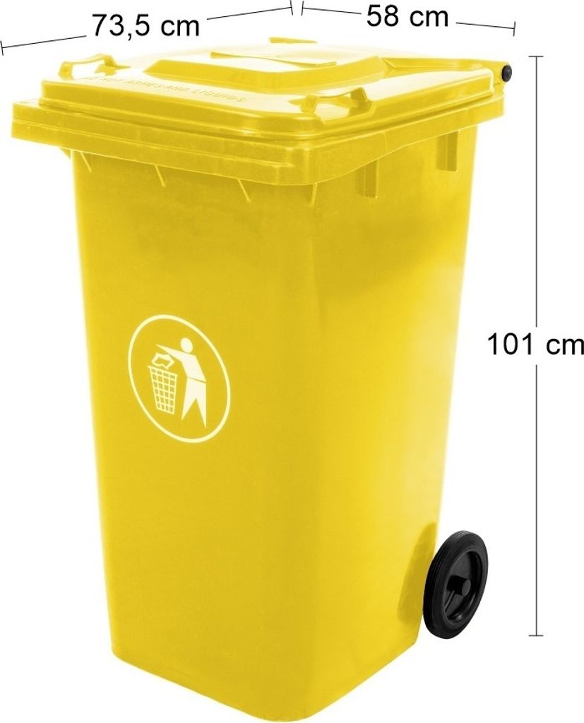 Gelbe Kunststoff-Mülltonne auf Rädern 240 l Produktbild 2