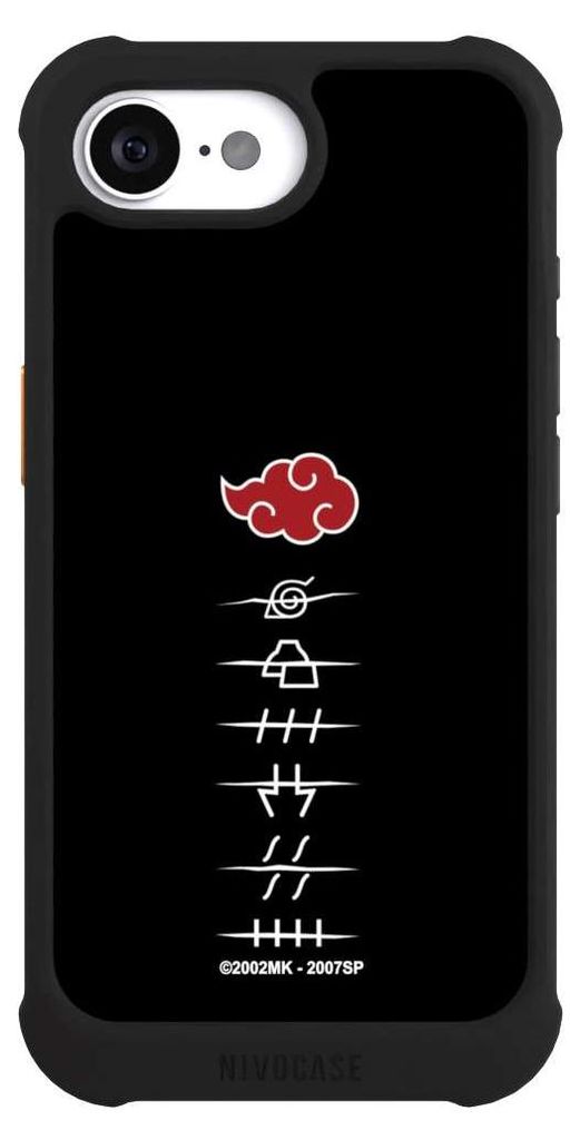 NIVOCASE Hülle für Apple iPhone 16e Stoßfeste Handyhülle NIVOmax Case Schwarz Naruto Shippuden Offizielles Lizenzprodukt Akatsuki