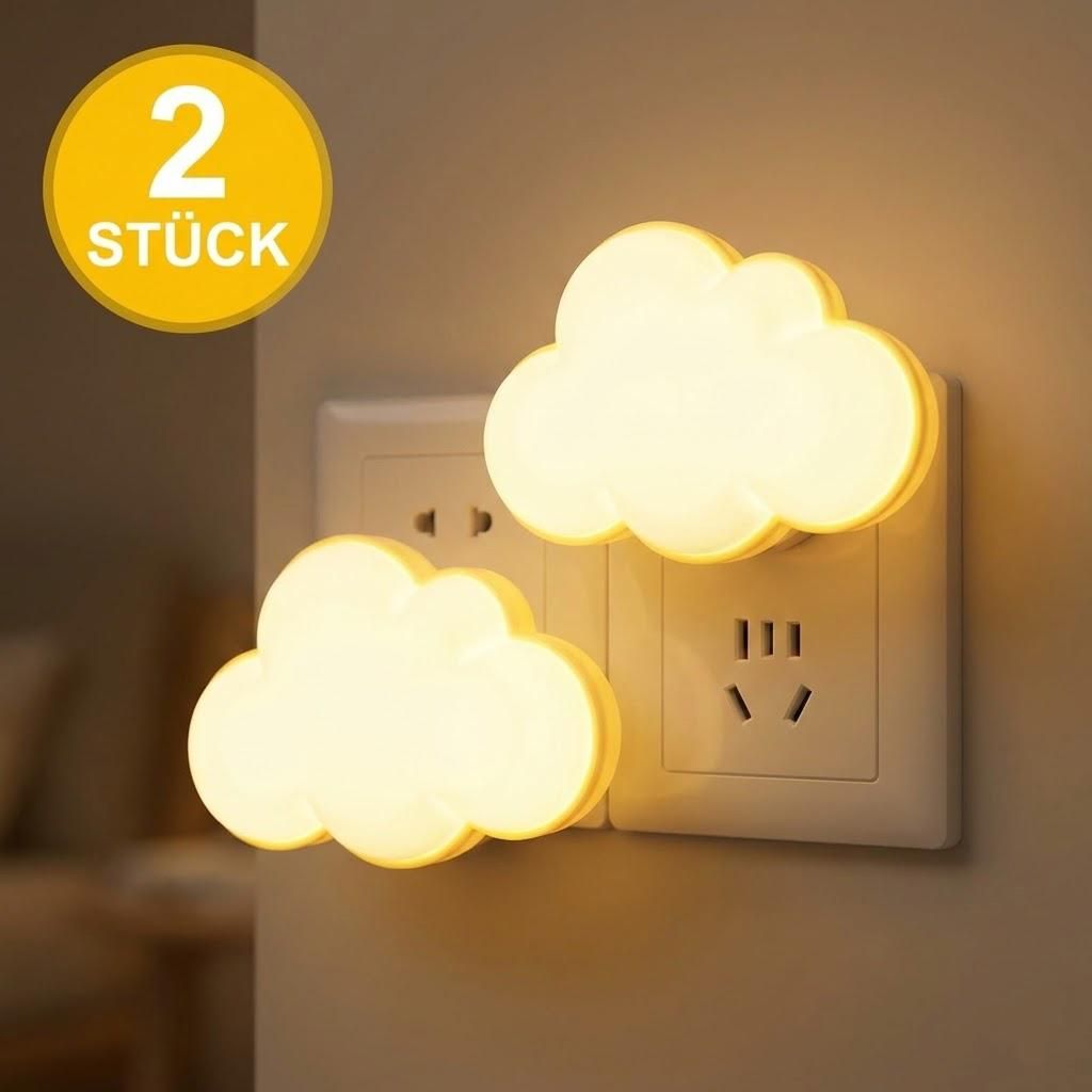 2 Stück LED Nachtlicht Steckdose mit Lichtsensor, Kreative Wolke Nachtlampe,Auto Ein/Aus,Energiesparend,Weiches Licht für Schlafzimmer Flur Badez...
