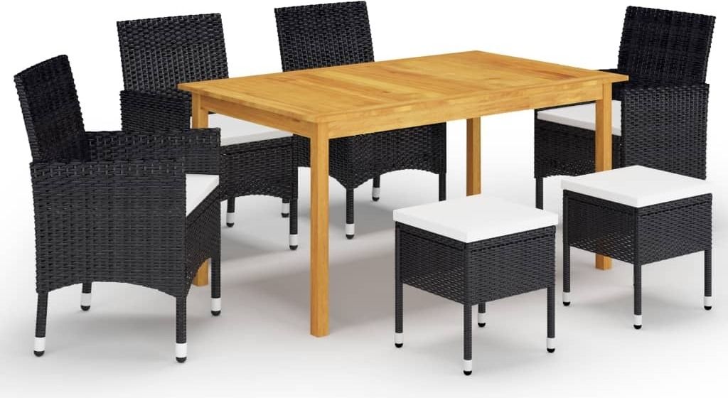 Maison Exclusive - 7-tlg. Garten-Essgruppe Schwarz