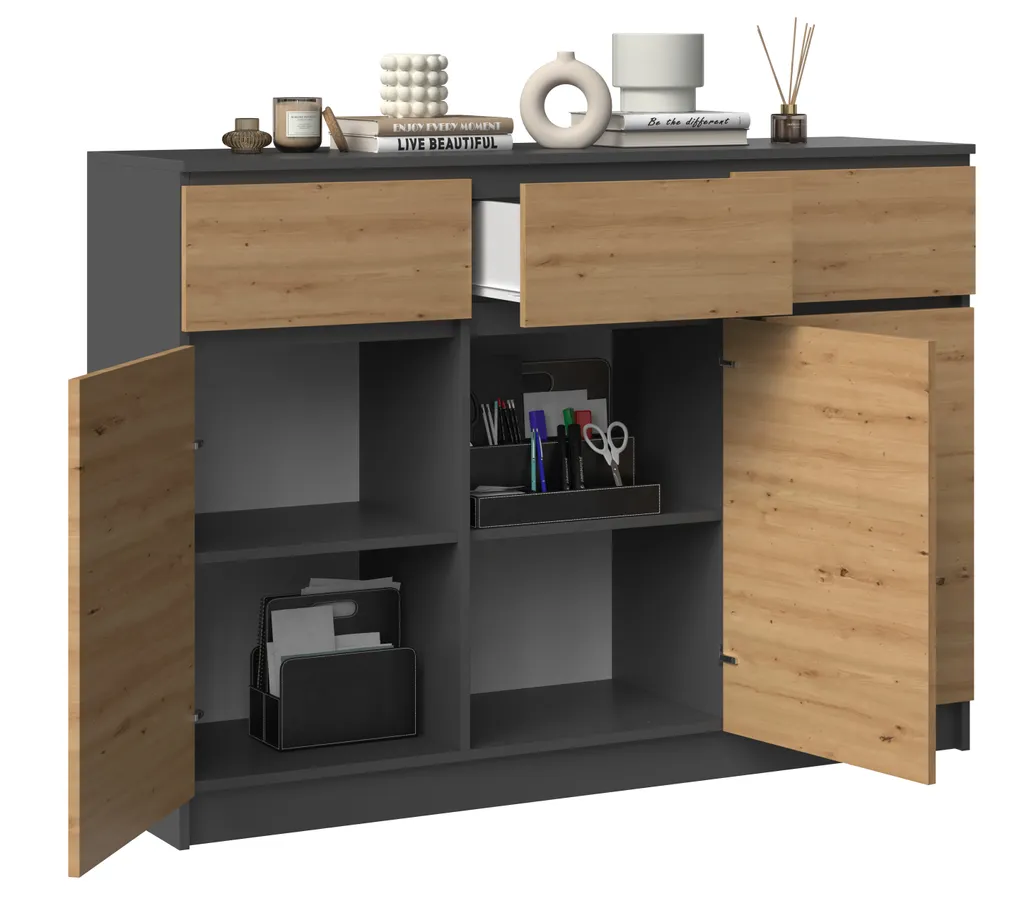 Commode de chambre ELBE pour vêtements - Rangement Large Anthracite - 2