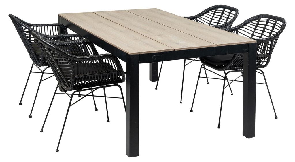 5-teiliges Gartenset | 4 Oslo Gartenstühle | Limasol Gartentisch 180 cm