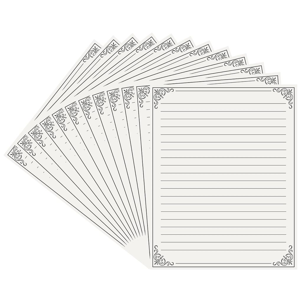 Belle Vous Vintage Briefpapier Liniert (48er Pack) - 28 x 21,5cm - Schrein Set Liniert - Creme Vintage Papier Set zum Schreiben von Briefen,