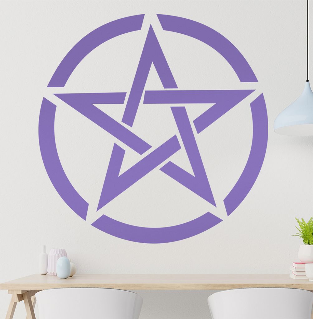 Pentagram im Kreis Wandtattoo in 6 Größen - Wandaufkleber Wall Sticker - Dekoration, Küche, Wohnzimmer, Schlafzimmer, Badezimmer