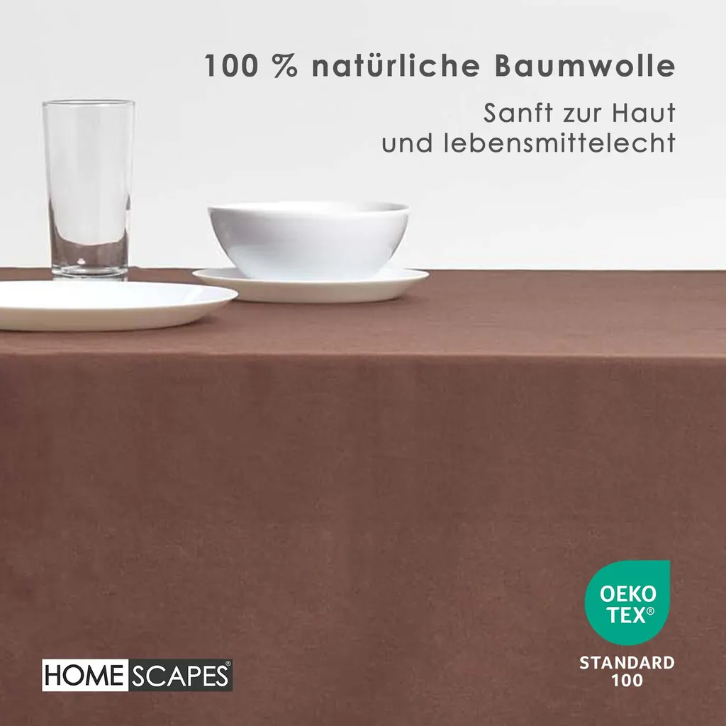 Nappe en coton marron Homescapes 137 x 228 cm pour table rectangulaire - 3