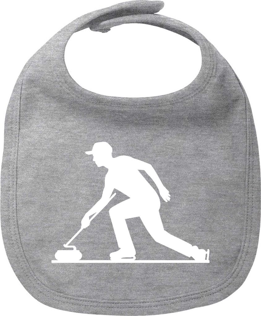 Huuraa Baby Lätzchen Curling Silhouette Heather Grey Klettverschluss Baumwolle Latz Geschenkidee