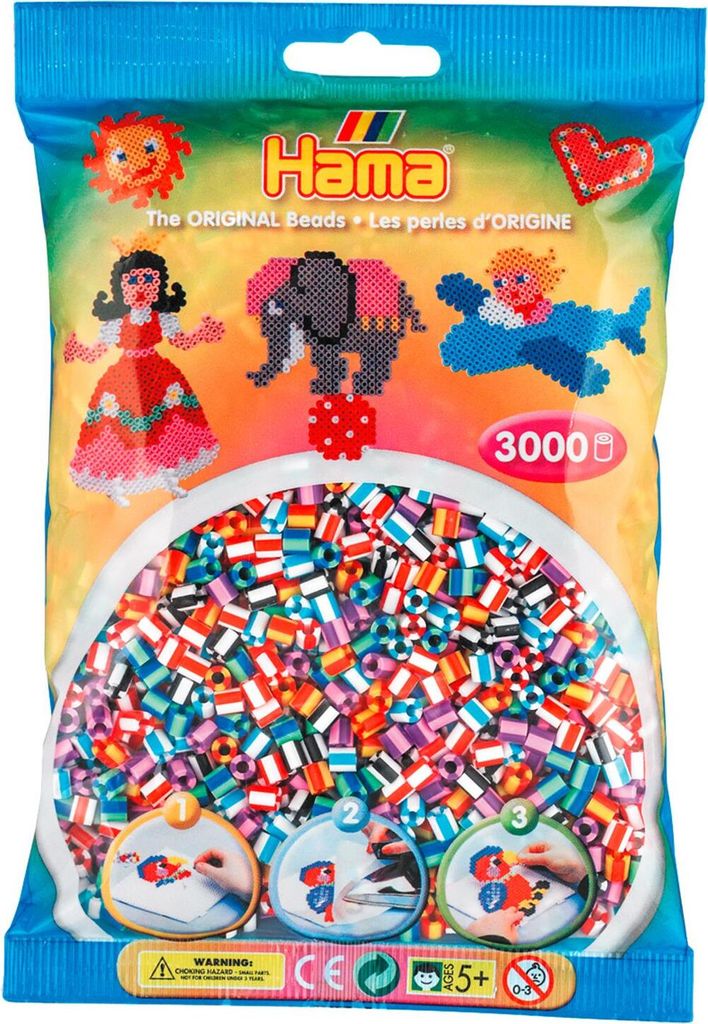 Hama Bügelperlen midi "Streifenperlen Mix 90" im Beutel 5,0 mm 3.000 Bügelperlen