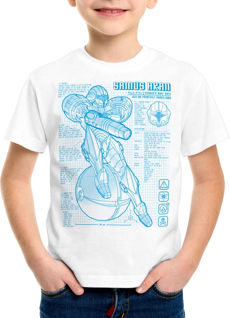 A.N.T. Samus Blaupause Kinder T-Shirt nerd gamer snes switch