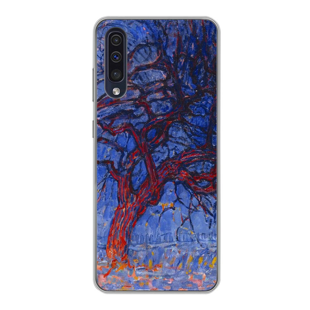 MuchoWow Handyhülle Schutzhülle Hülle für Samsung Galaxy A30s Roter Baum - Piet Mondrian Silikon Softcase Handy Hülle - Karteninhaber