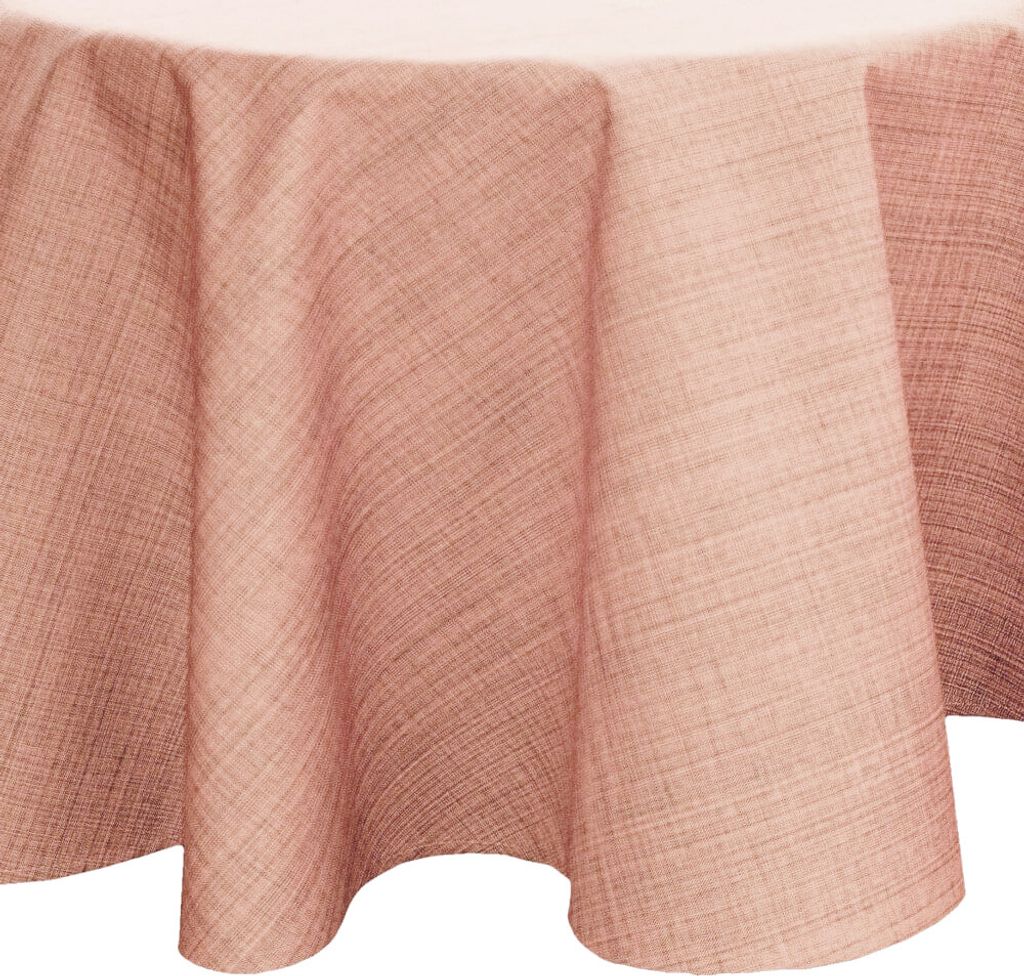 Tischdecke Outdoor Lachs Rosa Garten Balkon Tischtuch Ø 145 cm rund witterungsbeständig meliert