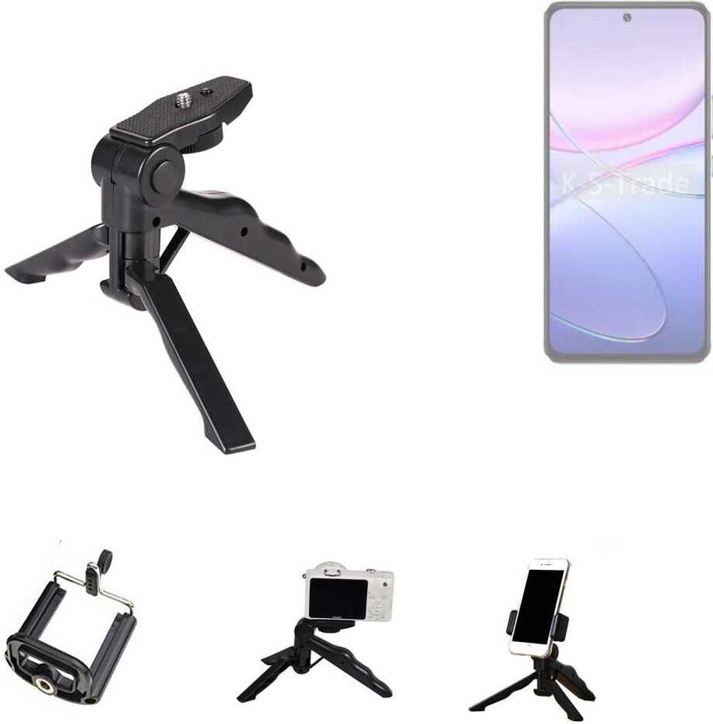 K-S-Trade Stativ Tisch-Ständer Dreibein Handy-Stativ Ständer kompatibel mit Vivo V40 SE 4G Mini-Stativ Smartphone Tripod Handy-Stativ aus Plastik