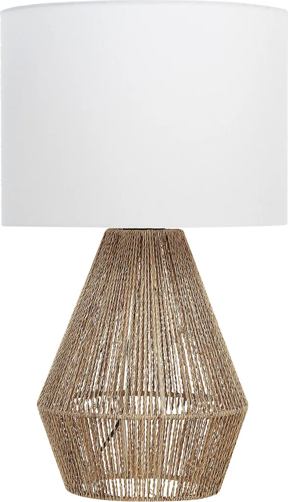 Lampe de table Beliani forme de vase 52 cm en métal blanc et tissu Boho