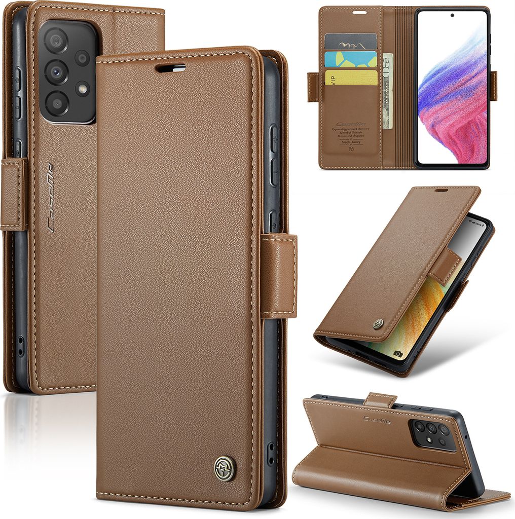 Galaxy A53 5G Hülle, Leder Brieftasche Kartenfach Schutzhülle mit Standfunktion für Samsung Galaxy A53 5G Braun