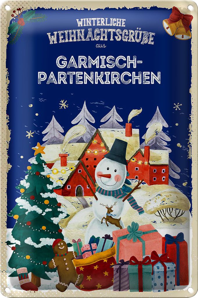 Blechschild Weihnachtsgrüße GARMISCH-PARTENKIRCHEN 40x30cm