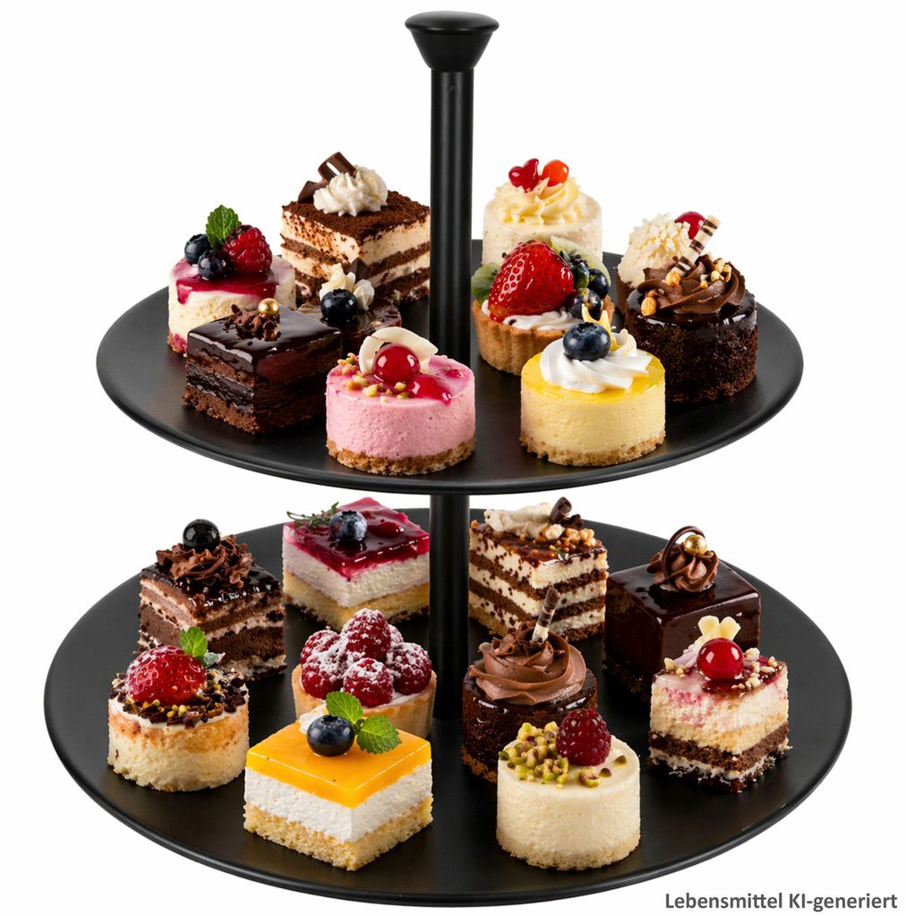 Bekki Etagere schwarz 2-stöckig Ø25cm Stahl Cupcake-Ständer 2 Etagen