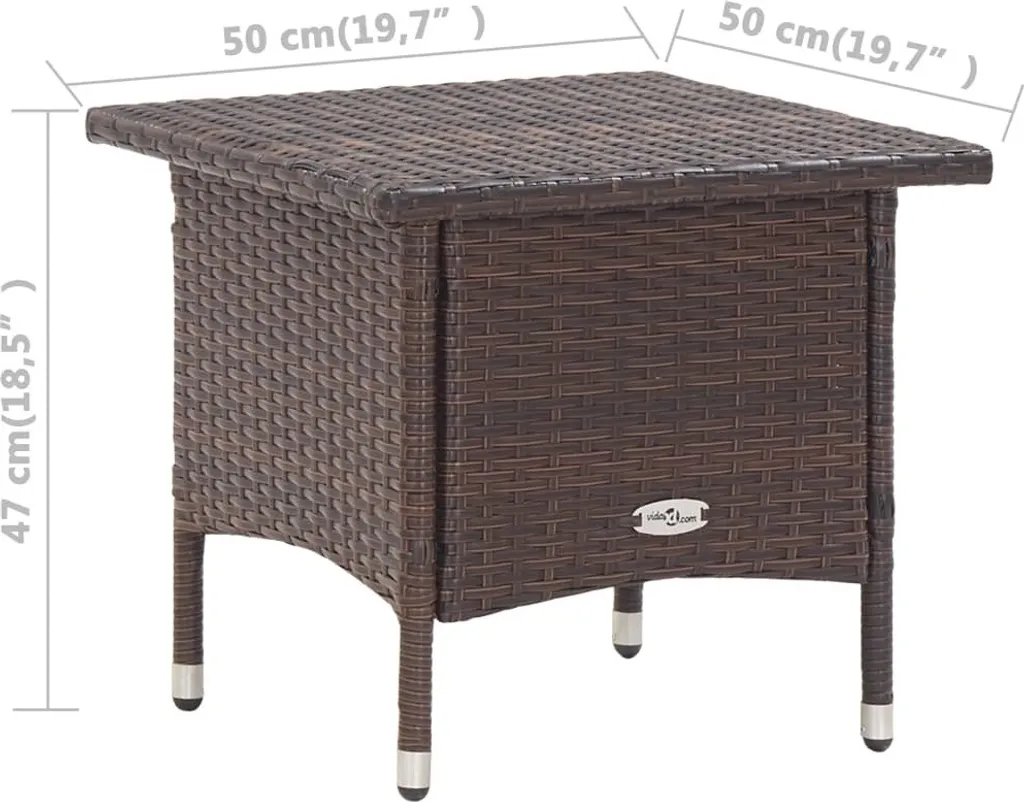 Table d'appoint résistante en résine tressée marron format carré 50x50 cm - 5