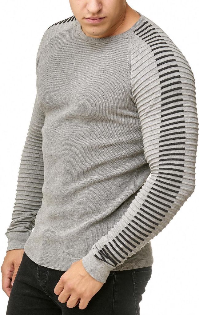 Red Bridge Herren Strickpullover Astronaut Pullover gerippt Body Fit Grau XXL