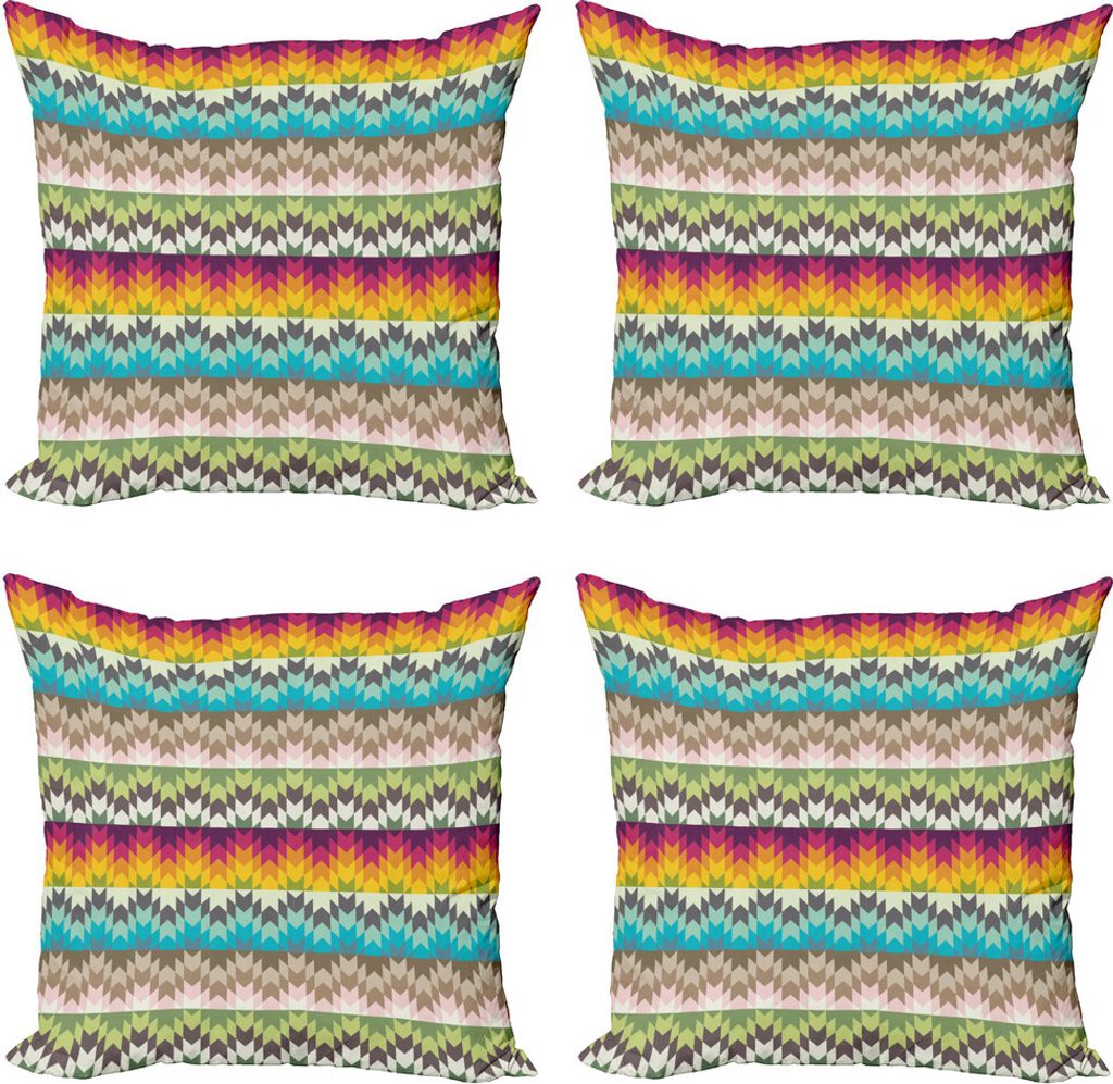 ABAKUHAUS Geometrisch Kissenbezug Set (4 Stück), Kontrastfarben Kunstwerk, Moderner Doppelseitiger Digitaldruck, 40 cm x 40 cm, Mehrfarbig