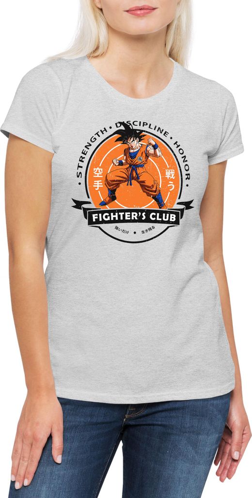 Urban Backwoods Fighter's Club Goku I, Damen T-Shirt, Farbe: Hellgrau, Größe: 3XL