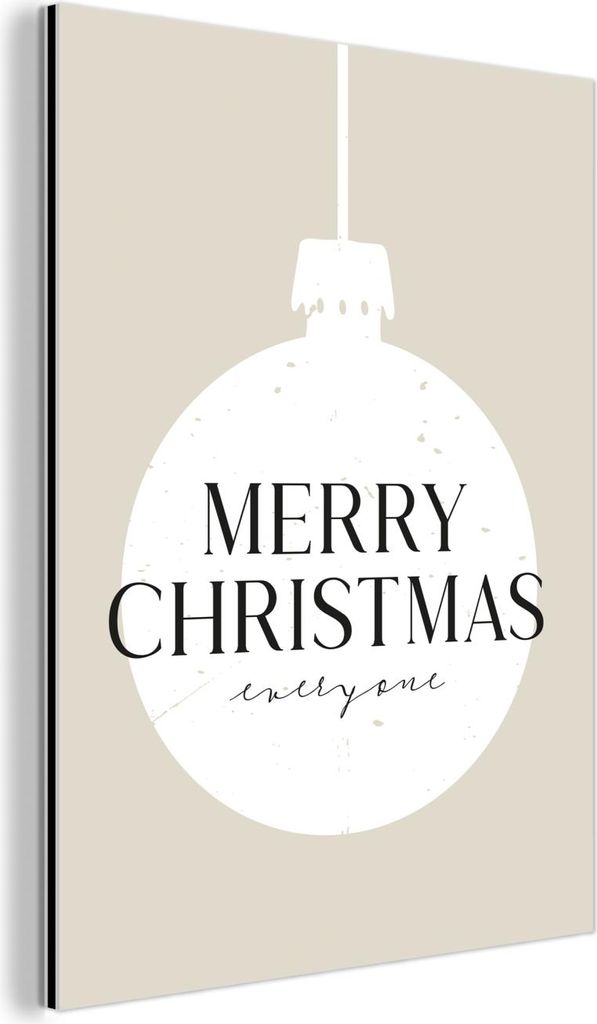 MuchoWow Wanddekoration Metall Metallbild Wandkunst 30x40 cm Weihnachten - Weihnachtskugeln - Japandi - Weiße Kugeln MuchoWow Aluminium Gemälde -...