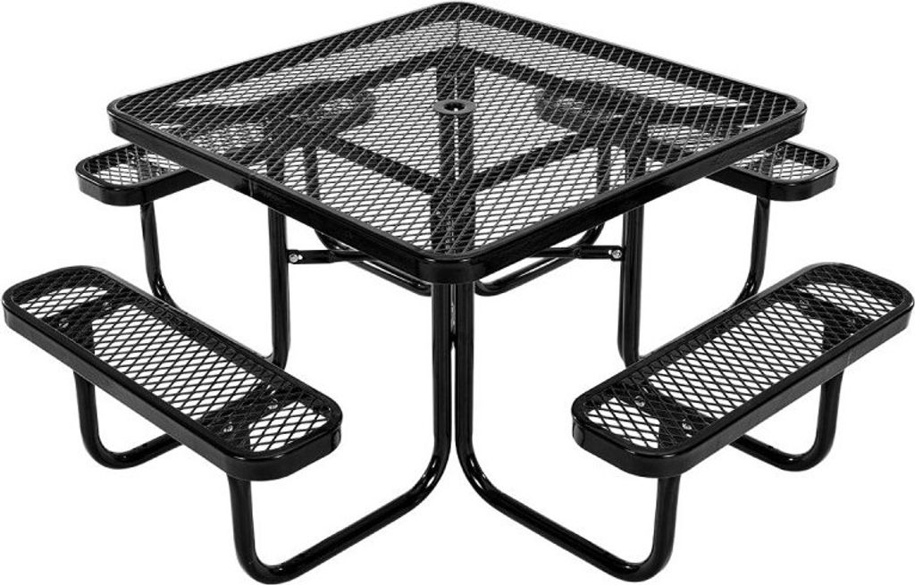 Wetterfester Picknicktisch für die Terrasse - Essmöbel Stahtisch - Campingtisch Quadratisch - Idealer Outdoor-Tisch