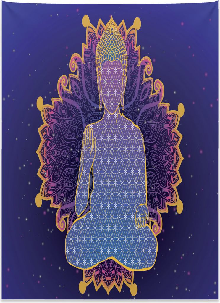 Abakuhaus asiatisch Wandteppich, Yoga Ritual Karma Pose aus Weiches Mikrofaser Stoff Kein Verblassen Klare Farben Waschbar, 110 x 150 cm, Lavendel ...