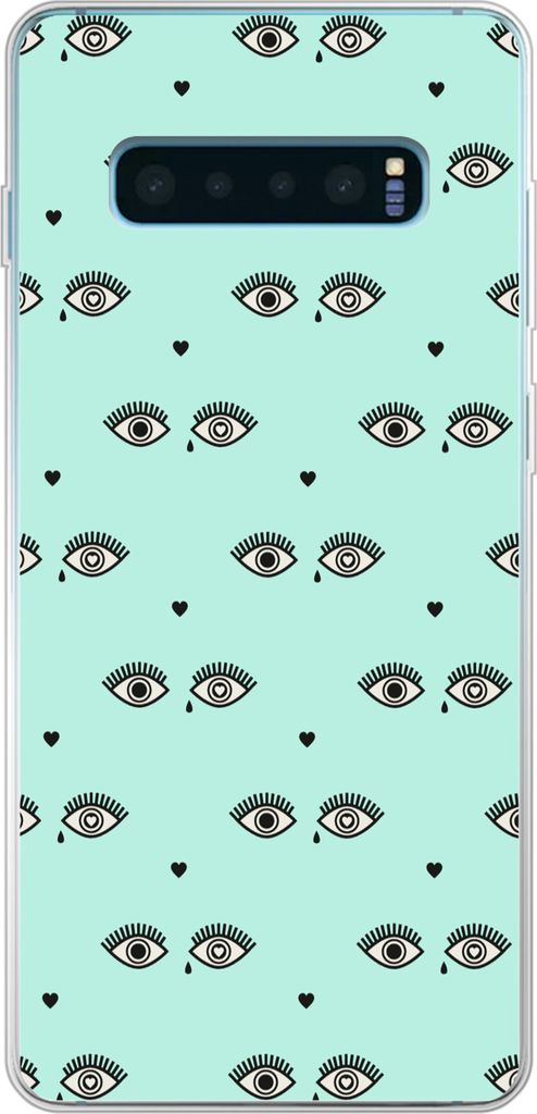 MuchoWow Handyhülle Schutzhülle Hülle für Telefoonhoesje Samsung Galaxy S10 Lite Mädchen - Augen - Herzen - Muster - Mädchen - Kinder - Kin...