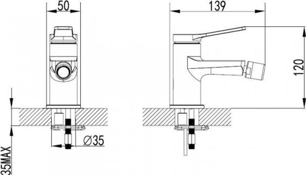 Mitigeur bidet ANDARE en chrome KARAG Finition: Schwarzes Chrom und Roségold,