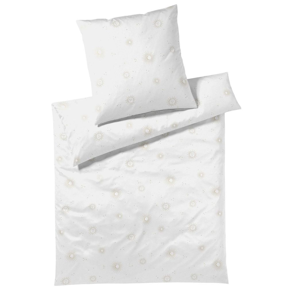 elegante Mako-Satin-Bettwäsche-Garnitur Stardust Farbe Weiss Größe 155x200+80x80