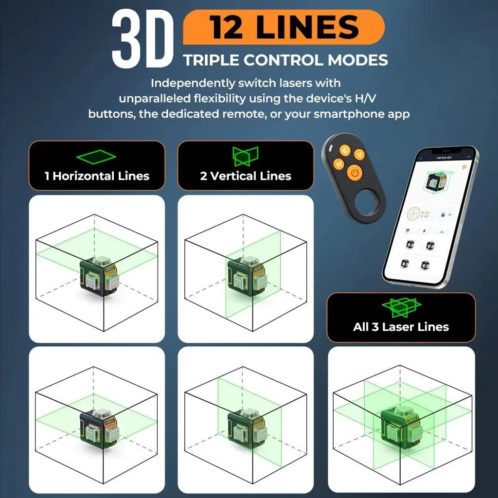 Niveau laser 360° pour pose de carrelage et cloisons - Précision 30m - 5