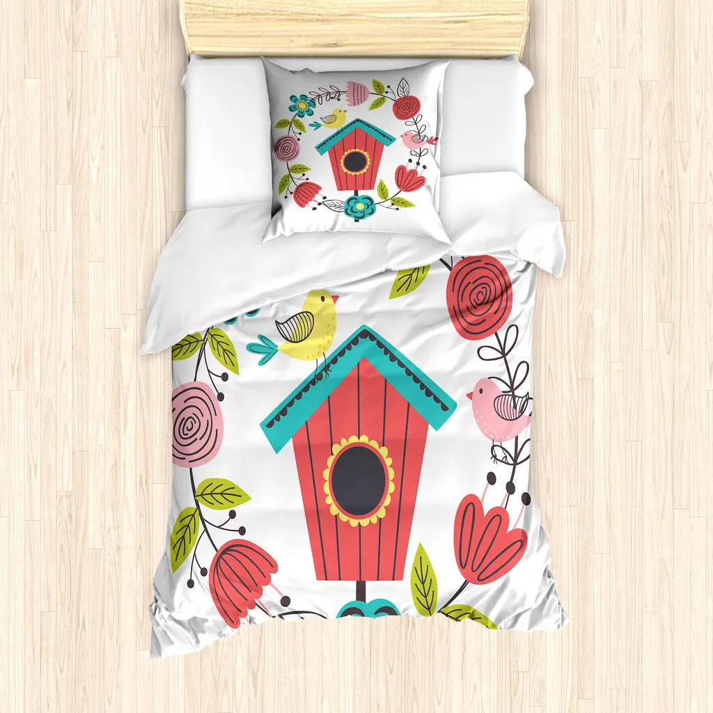 Sogno di Natura: Copripiumino ABAKUHAUS Birdshouse 135x200 Corallo