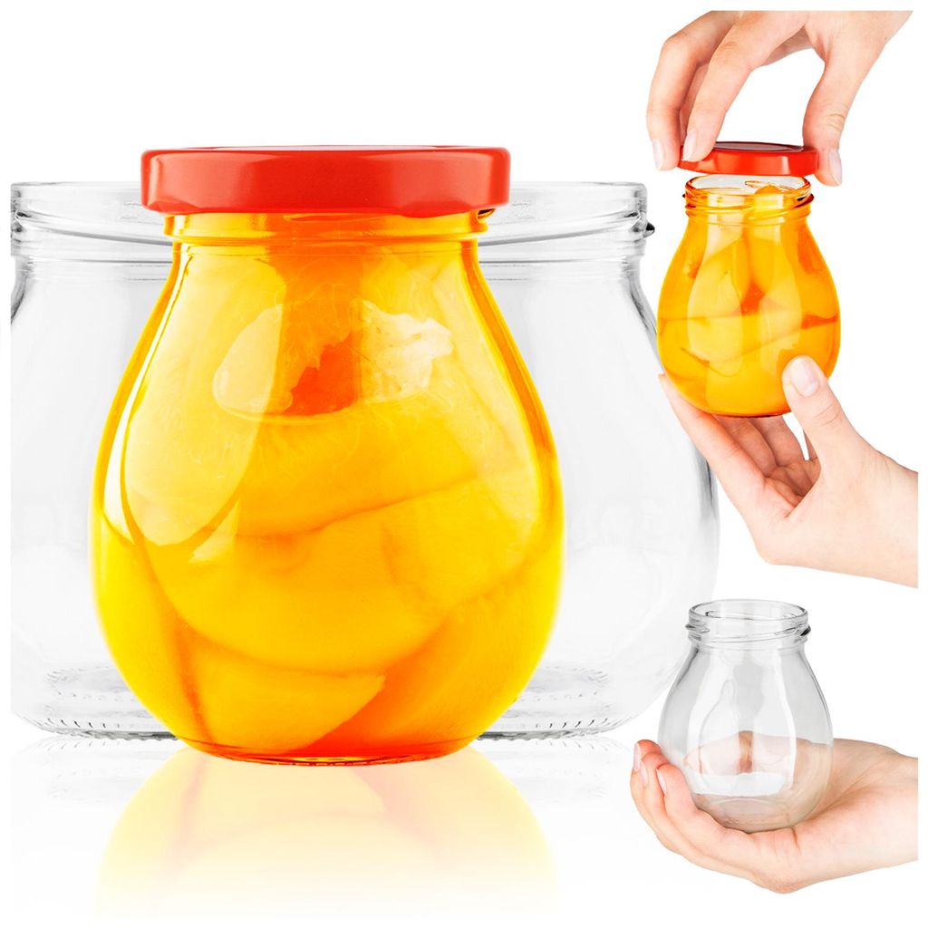 SuperButelki.pl - 10er Set Glasgläser 245 ml mit Schraubverschluss 58 mm Durchmesser, Set mit 0,245 l Deckeln, für Konserven, Pickles, Set mit 0,...
