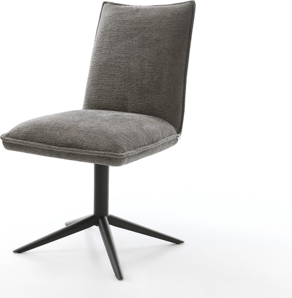 DELIFE Drehstuhl Lelio-Flex Bouclé Soft Schlamm Fußkreuz Schwarz 360° drehbar Wippfunktion Taschenfederkern