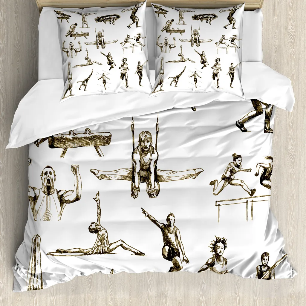 Set Copripiumino ABAKUHAUS Bianco e Nero: Stile Sportivo per Guest House