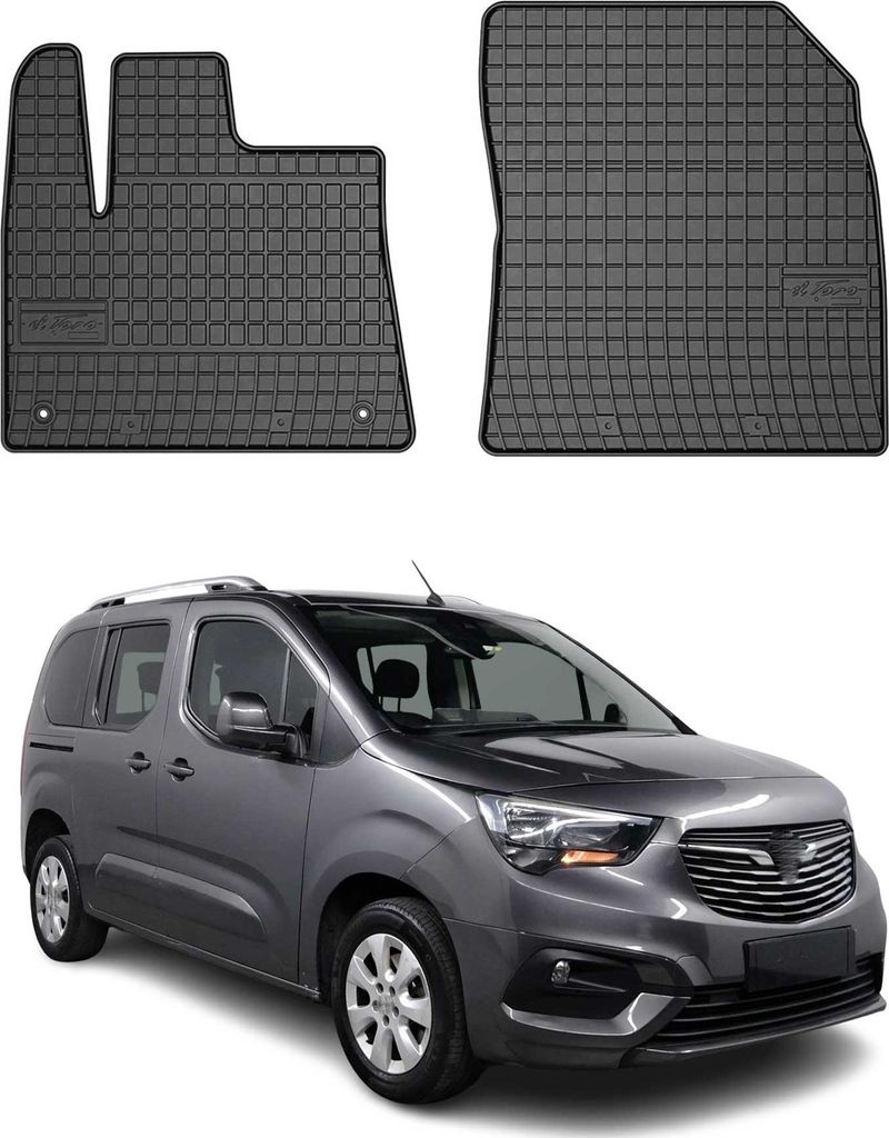OMAC Gummi Fußmatten für Opel Combo 2 Persons 2018-2025 Automatten Schwarz 2x