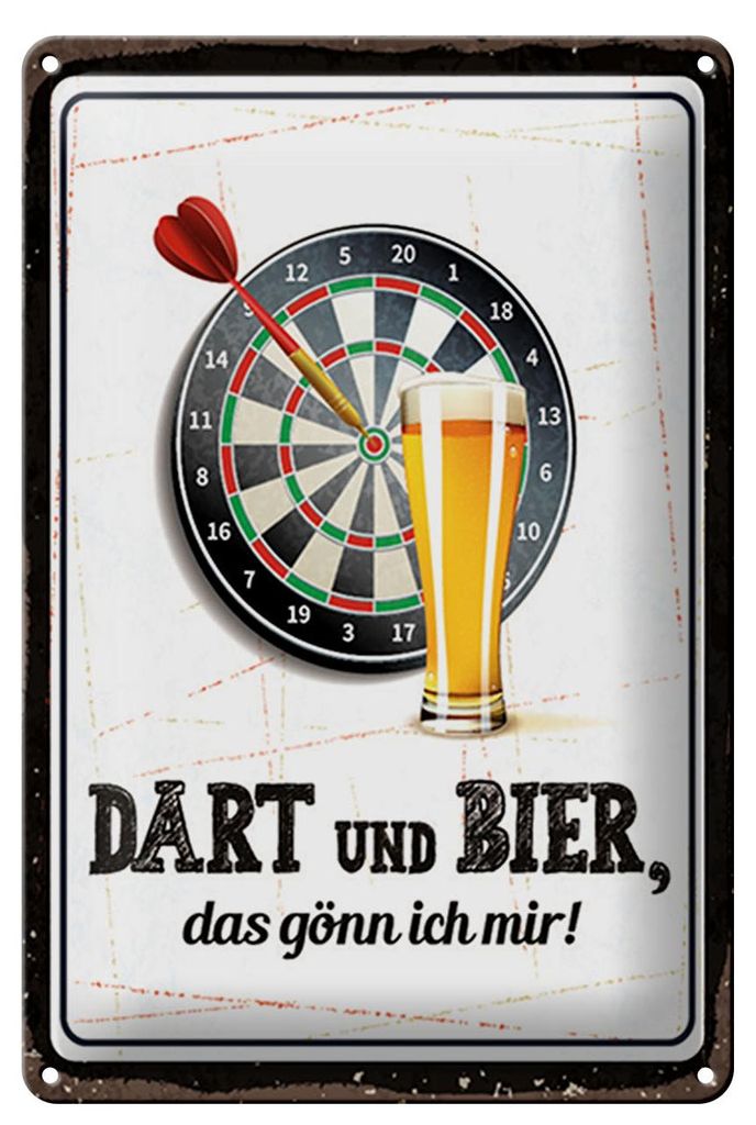 Blechschild Spruch 12x18 cm Dart und Bier gönn ich mir Schild