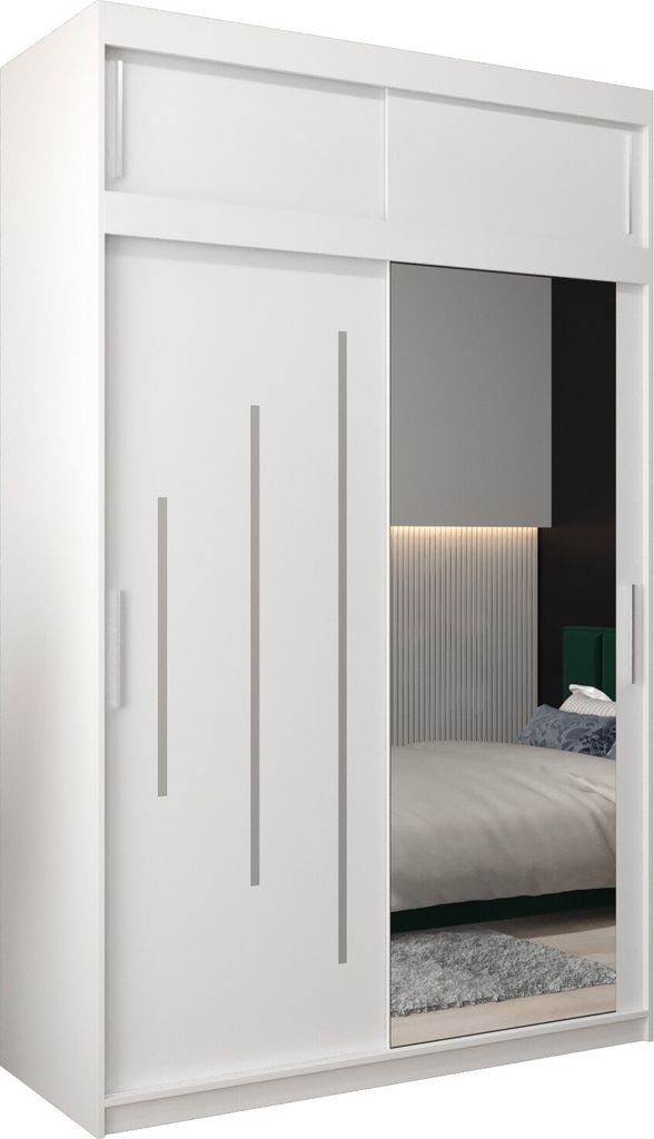 Kleiderschrank, Schiebetürenschrank Schlafzimmer, Schrank mit Spiegel YORK 2 150 mit Aufsatz, Höhe 240 cm