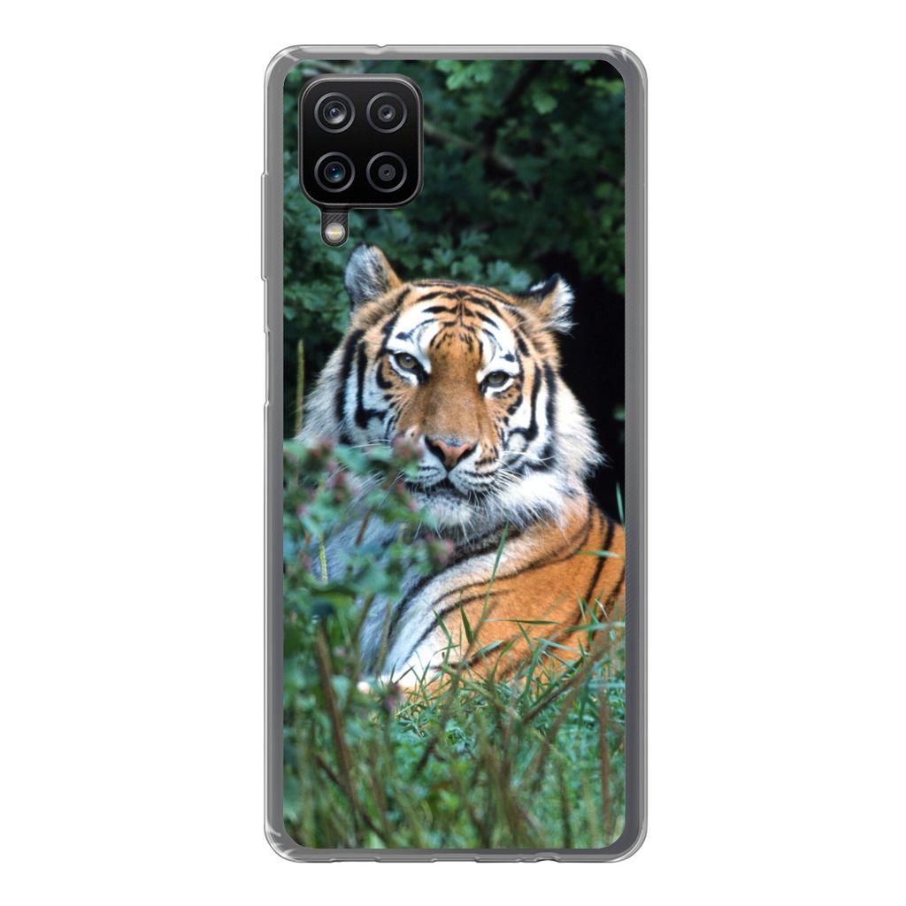MuchoWow Handyhülle Schutzhülle Hülle für Samsung Galaxy A12 Tiger - Gras - Grün Silikon Softcase Handy Hülle - Bild