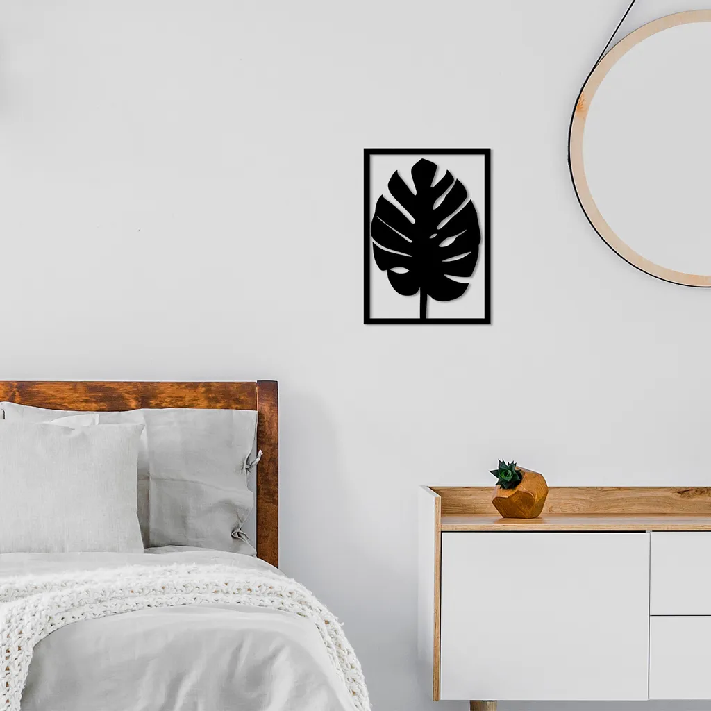 Decorazione Foglia in Metallo Wallity Nero: Design Moderno 30x42