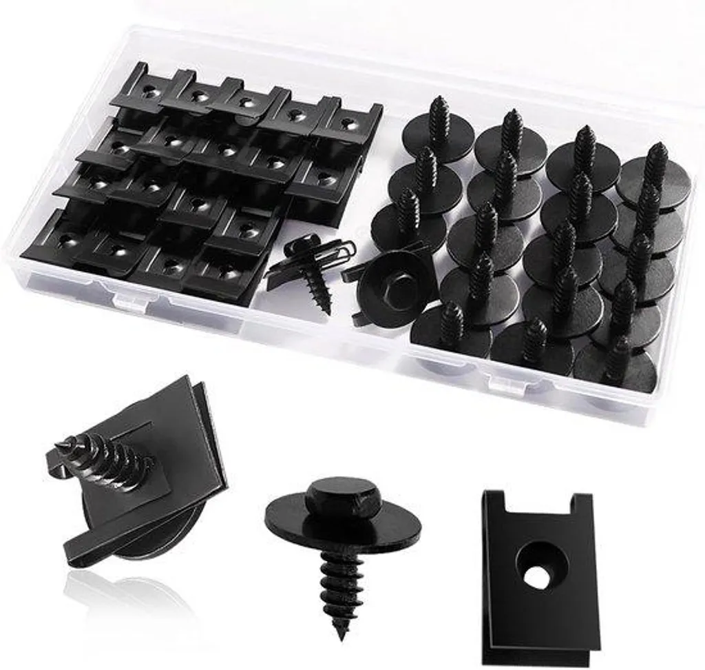 Clips en U noirs avec vis de montage - Kit de 40 fixations anticorrosion
