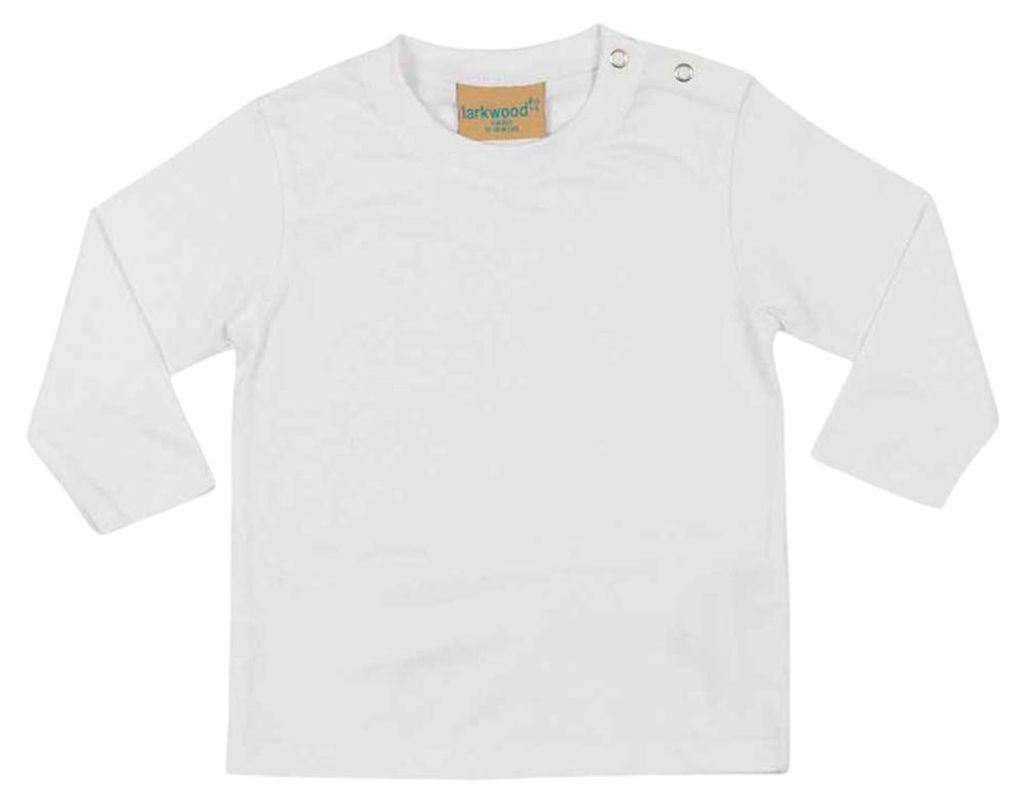 Larkwood - T-Shirt für Baby, Langärmlig LT4465 (92) (Weiß)