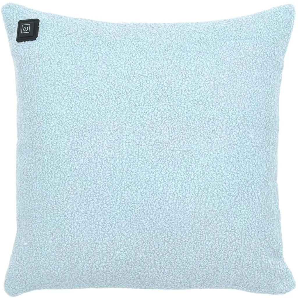 Coussin Chauffant Sans Fil Infrarouge Warmpi en Tissu Teddy Bleu Clair