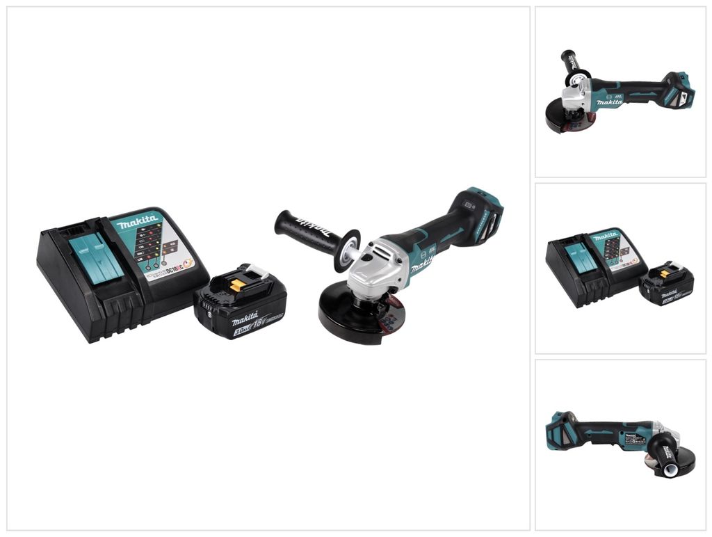 Makita DGA 517 RF1 Akku Winkelschleifer 18 V 125 mm Brushless + 1x Akku 3,0 Ah + Ladegerät