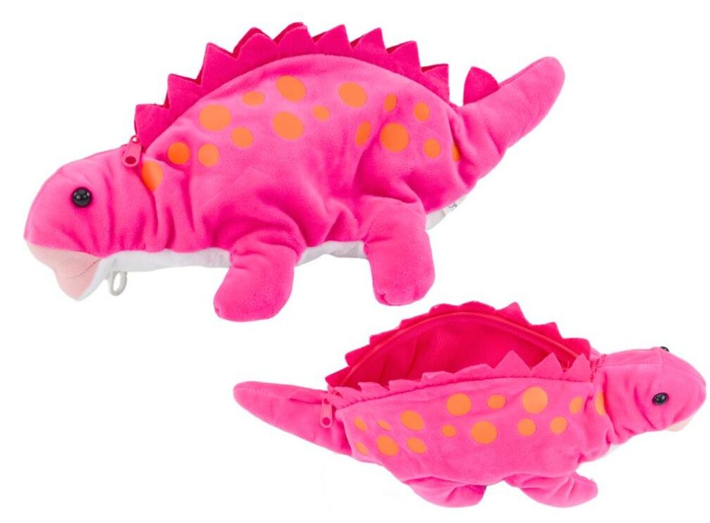Leantoys Plüsch Dinosaurier Federmäppchen Aufbewahrungsbox Anhänger rosa