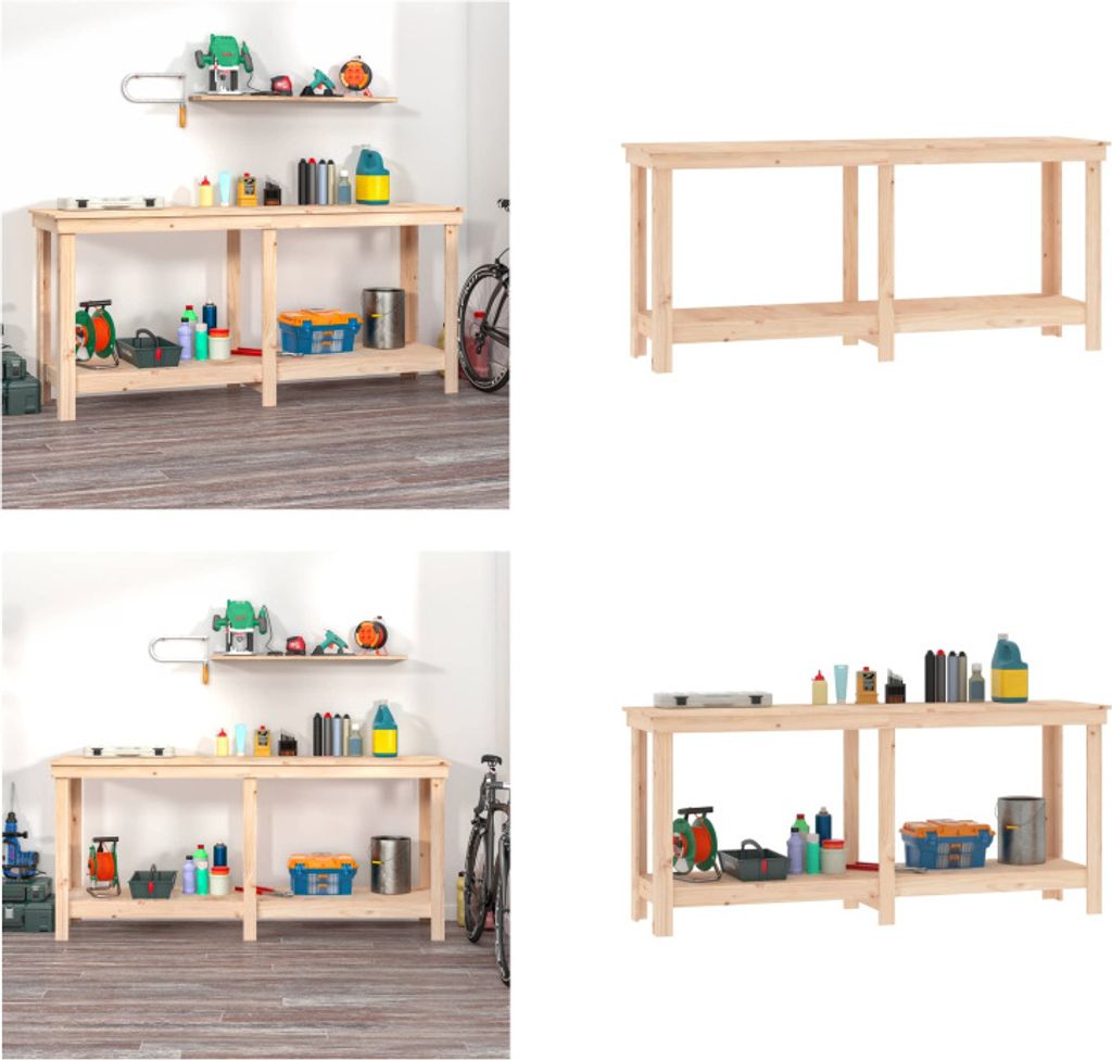 vidaXL Werkbank 180x50x80 cm Massivholz Kiefer - Werkbank - Werkbänke - Lagerbank - Garagenarbeitstisch
