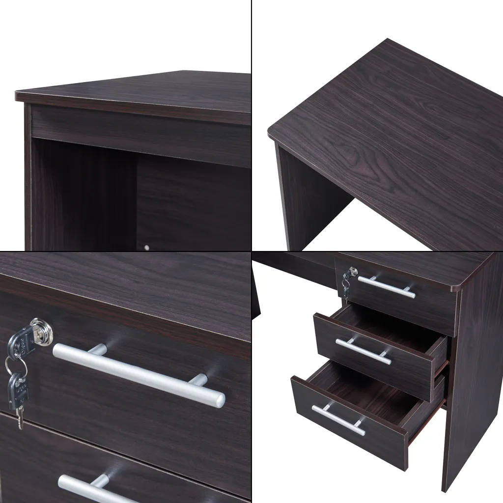 Table de Bureau de Direction Ragunda avec Rangement Intégré Bois Foncé - 7