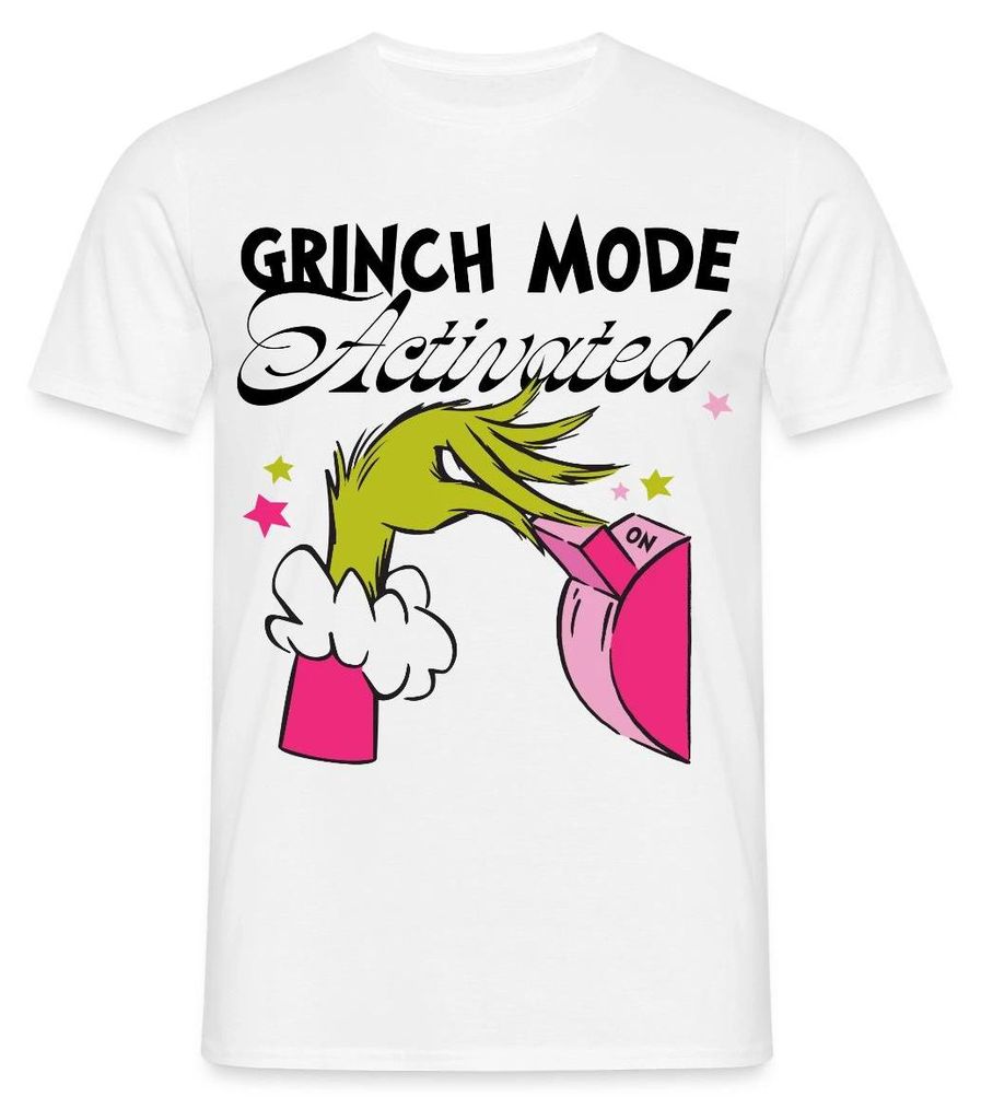 Spreadshirt Der Grinch Statement Grinch Mode Activated Männer T-Shirt, M, Weiß