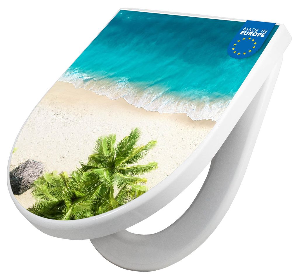 WC Sitz mit Absenkautomatik D Form Motiv Strandtag [TDW3 Produktbild 